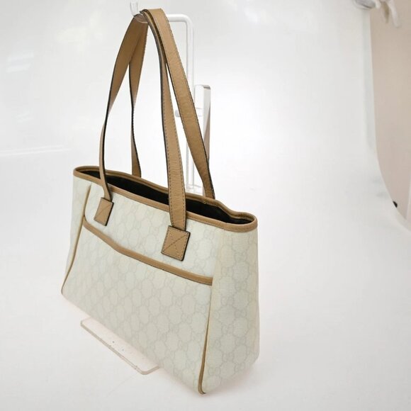 GUCCI Logo GG Shoulder Tote Bag PVC Leather White GHW Italy - Picture 2 of 16